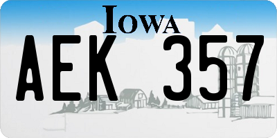 IA license plate AEK357