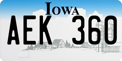 IA license plate AEK360