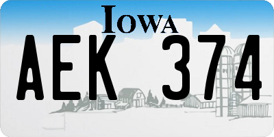 IA license plate AEK374