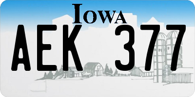 IA license plate AEK377