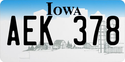 IA license plate AEK378