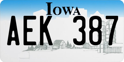 IA license plate AEK387