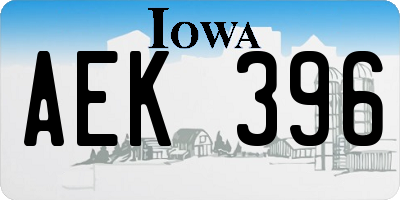 IA license plate AEK396