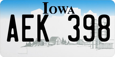 IA license plate AEK398