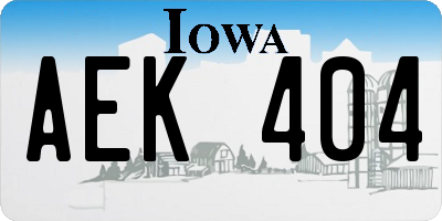 IA license plate AEK404