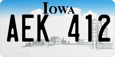 IA license plate AEK412