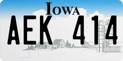 IA license plate AEK414