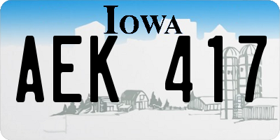 IA license plate AEK417