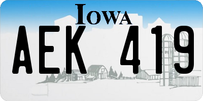 IA license plate AEK419