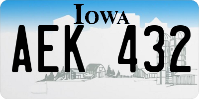 IA license plate AEK432