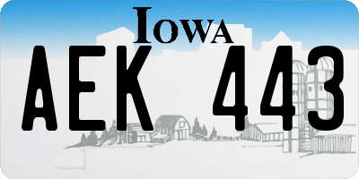 IA license plate AEK443