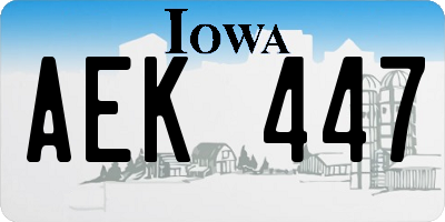 IA license plate AEK447