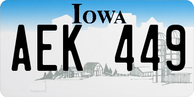 IA license plate AEK449