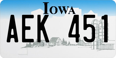 IA license plate AEK451