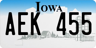 IA license plate AEK455