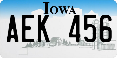 IA license plate AEK456
