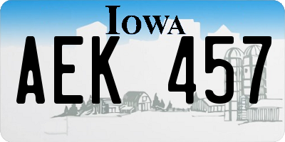 IA license plate AEK457
