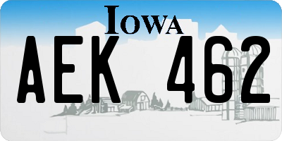 IA license plate AEK462