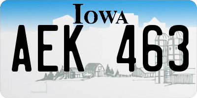 IA license plate AEK463