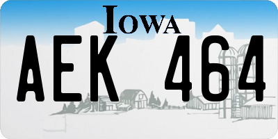 IA license plate AEK464