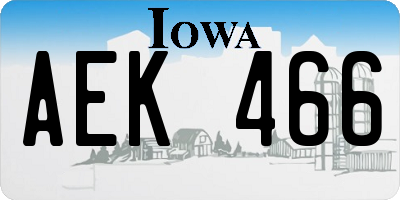 IA license plate AEK466
