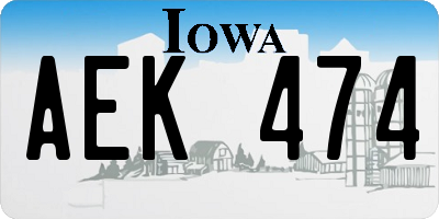 IA license plate AEK474