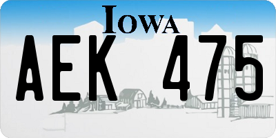 IA license plate AEK475
