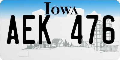 IA license plate AEK476