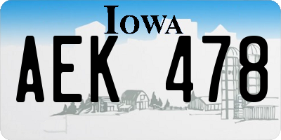 IA license plate AEK478