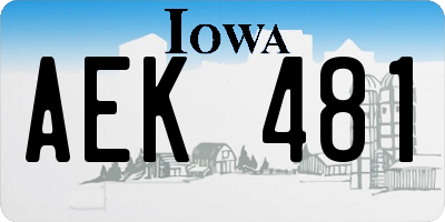 IA license plate AEK481