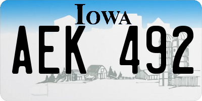IA license plate AEK492