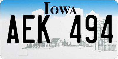 IA license plate AEK494