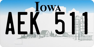 IA license plate AEK511