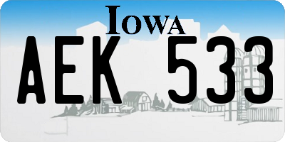 IA license plate AEK533