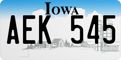 IA license plate AEK545