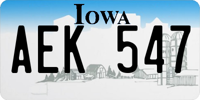 IA license plate AEK547