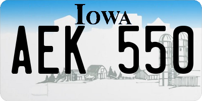 IA license plate AEK550