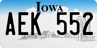 IA license plate AEK552