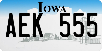 IA license plate AEK555