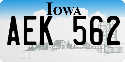 IA license plate AEK562