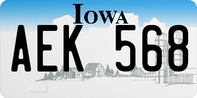 IA license plate AEK568