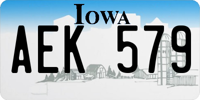 IA license plate AEK579