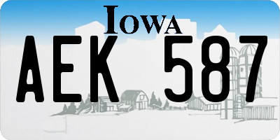 IA license plate AEK587