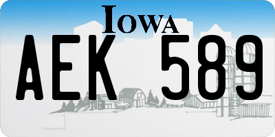 IA license plate AEK589