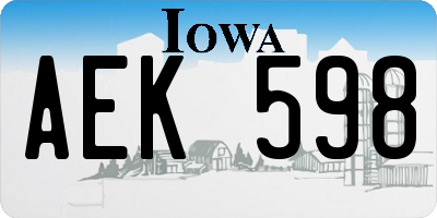 IA license plate AEK598