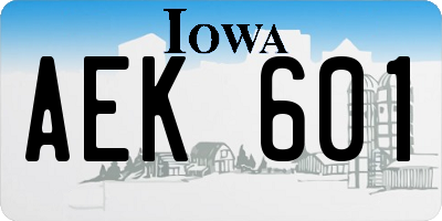 IA license plate AEK601