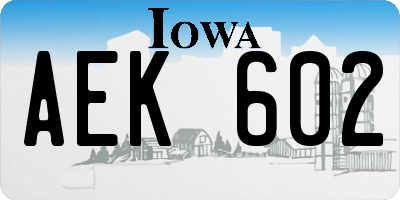 IA license plate AEK602