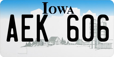 IA license plate AEK606