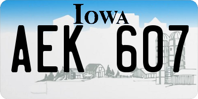 IA license plate AEK607