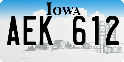 IA license plate AEK612